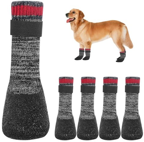 4 Stück Hundesocken Pfotenschutz Anti-Rutsch Hundesocken mit verstellbaren Riemen Hunde Schuhe Outdoor atmungsaktiv Hundeschuhe Hundesocken M