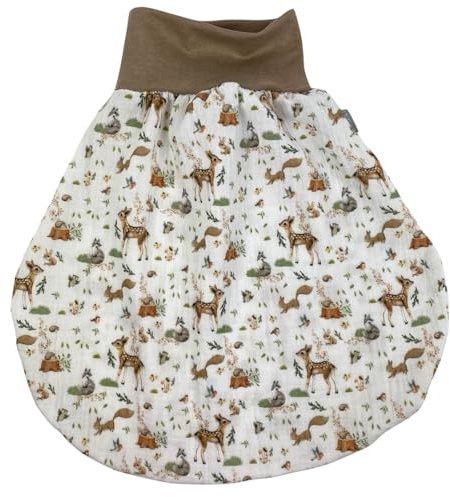 Lilakind“ Baby Musselin Strampelsack | Kleinkind Musselin Schlafsack | Made in Germany Creme Waldtiere Gefüttert 12-24 Monate