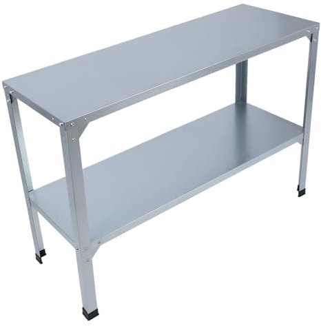 Banc pour pots de fleurs en métal et fer galvanisé résistant à la rouille à double couche Pieds en caoutchouc Intérieur extérieur Résistant à la rouille Stockage de jardin