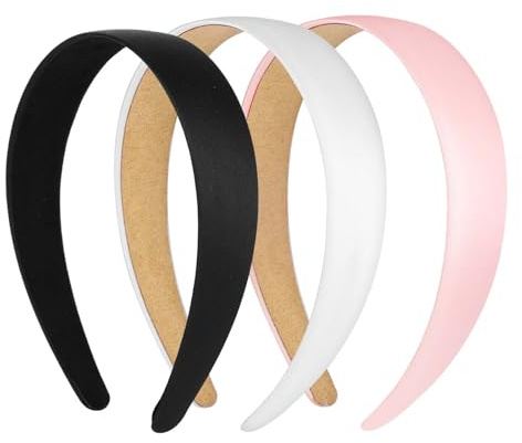 3 fasce per capelli in raso, larghe 2,8 cm, antiscivolo, alla moda, tinta unita, per Halloween, Natale, cosplay, fai da te, vacanze, accessori per capelli per donne e ragazze