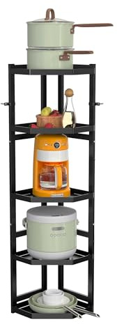 Supfirm Estante multifuncional ajustable de 5 niveles para cocina, organizador de sartenes, organizador de tapas de ollas (esquina grande de 5 niveles)