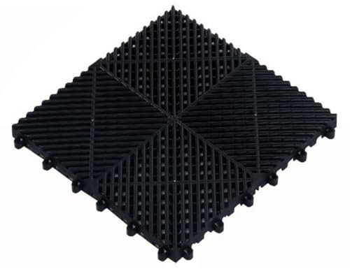 HJLKDYM Dalles Sol Extérieures, Modulaires Carrelage À Emboîtement, Salle Lavage Voitures Tapis Drainage Robuste Pour Garage Système Drainage Pour Lave-auto Balcon Cour(Zwart,15.7x15.7x0.7in/8 pack)
