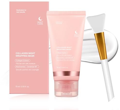 Maschera Collagene Viso, Collagen Night Wrapping Mask, Maschera Bio Collagen Real Deep, Pulizia Della Facciale, Maschera Viso Peel Off, Levigare e Rassodare la Pelle, Minimizzare i Pori
