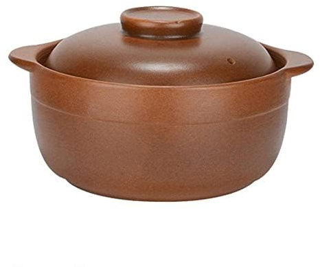 Faitout en terre cuite avec couvercle - Plat traditionnel en céramique pour cuisson au feu ouvert, cocotte ancienne pour cuisson lente