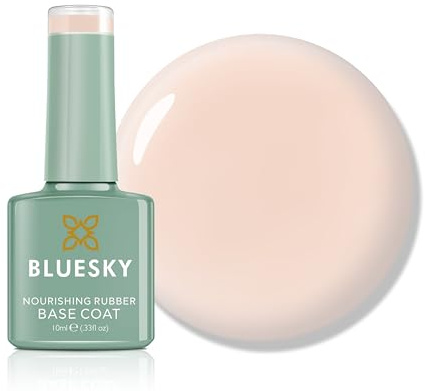 Bluesky Rubber Base Coat 10ml – Nude Enchantment - BNR02, Base Gel for Nails, Strengthening Gel Base Coat for 21 Day Manicure, LED UV Lamp Required