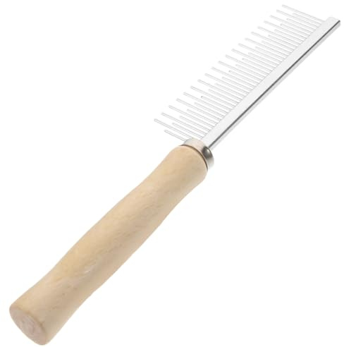 MUELODSIC Peine para Perros y Gatos Resistente al Desgaste con Mango de Madera y Dientes Metálicos, Compacto y Portátil, para Aseo Diario y Eliminación de Pelo Muerto, Uso Doméstico