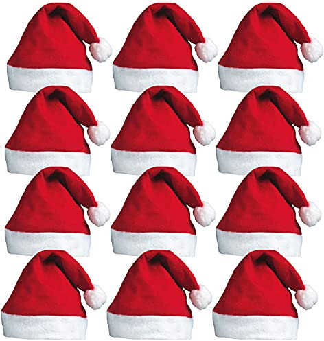 REDSTAR FANCY DRESS Bonnet de Noël Femme et Homme - 12 pièces, Bonnet père Noël adulte, Décoration et déguisement, Chapeau rigolo et original, Red Santa hat, Chapeau fête pour réveillon