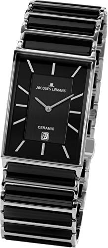 JACQUES LEMANS Herren Analog Quarz Uhr mit Edelstahl Armband 1-1593.1A