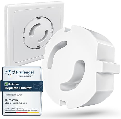 Adlersfeld® Steckdosen Kindersicherung (20 Stück) - Kindersicherung Steckdose zum Schutz vor Stromschlägen - Einfache Installation ohne Kleben - Steckdosenschutz Weiß - Sicherheit für Baby & Kinder