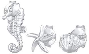 Elli Ohrringe Damen Ohrstecker Set Seestern Muschel Seepferd Sommer Strand in 925 Sterling Silber