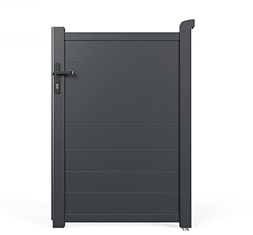 BillyOh Nova Pedestrian Aluminium Gate Full Privacy Metal Safety Outdoor Garden Gate with Lock (100cm x 142cm)