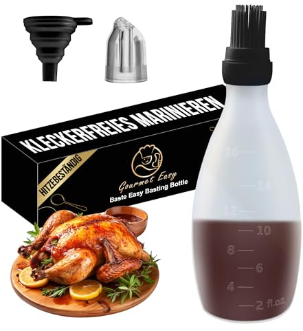 Gourmet Easy Pastry Brush with Sauce Bottle, BPA-Free Basting Brush, Black | Heat-Resistant Silicone Brush 16oz Big Capacity, Dishwasher Safe, Ideal for BBQ, Baking, Pastries & Roasting, 2-Year Warranty