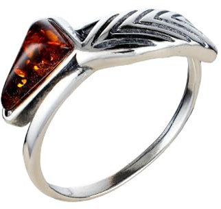 HolidayGiftShops Sterling Silver and Baltic Honey Amber Arrow Adult Ring- Size 9