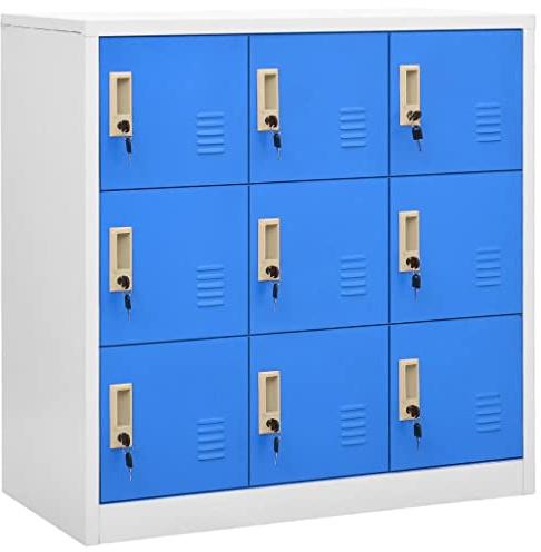 vidaXL Locker Cabinet Light Grey and Blue 90x45x92.5 cm Steel