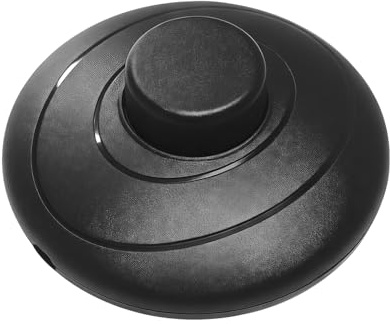 Helunsi 1Pcs Floor Lamp Foot Switch, Black Foot Pedal Switch, Round Floor Lamps Foot Inline Switch, Step ON Off Spring Push Button, for Foot Pedal Control Replacement Floor Lamp Extension Cord Parts