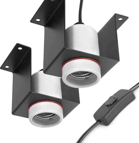 Trakem Reptile Ceramic Socket, Heat Lamp Holder for Terrariums and Vivariums, Gecko Lizard Heat Lamp Bracket Light Fixture, Bulb Not Included