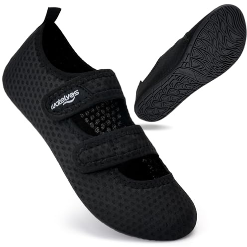 WateLves Badeschuhe Wasserschuhe Herren Damen Schwimmschuhe Strandschuhe Aquaschuhe Schnell Trocknend Breathable Surfschuhe Beach Pool Unisex(Masche schwarz 38/39)