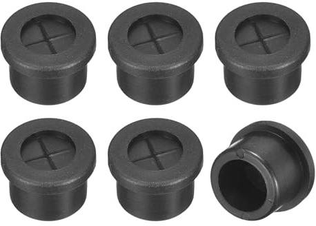 QUARKZMAN 6 st kabelgenomföringar för skrivbord, 9/16 tum (14 mm) flexibel gummikabelgenomföring trådhålsskydd för kabelarrangör skrivbord dator, svart