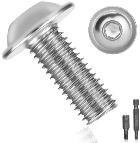 Pyroclasia 15 Tornillos de Cabeza Alomada M8x25 Tornillos de Acero Inoxidable A2 V2A ISO 7380 Plana Tornillo de Rosca Completa con Brida Hexágono Interior para Reparación de Maquinaria y Muebles