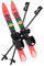 Makamsui Kinder Ski und Stöcke mit Bindung für Alter 2-4 Jahre, niedrig resistente Ski-Boards mit weihnachtlichem Muster, leicht, robust und sicher, Kinder-Skiausrüstung, Rot