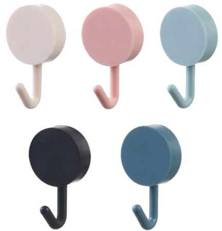 Mjzzh 5Pcs Appendini Autoadesivi, Appendini Murali Colorati 3x5cm, Portata Massima 2kg - Idonei per Camera, Cucina, Bagno, Pratici & Facili da Usare