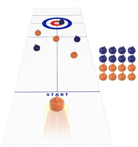Tisch Curling Spiel - Indoor Shuffleboard Mini Brettspiel Kompakt Tragbar Präzise, Unterhaltung Für Kinder Teenager Erwachsene Fördert Geschicklichkeit Konzentration, Glatte Spielfläche Einf