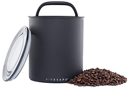 Airscape Kaffee-Aufbewahrungsdose (1,1 kg trockene Bohnen) – großer Behälter in Kilogröße, patentierter luftdichter Deckel drückt Luft heraus, um die Frische von Lebensmitteln zu bewahren (schwarz)