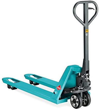 Ameise Hubwagen PTM mit Schnellhub bis 120 kg | 2.000 kg Tragkraft | 1.150 mm Gabellänge | Lenkrad/Gabelrolle aus verschleißarmen Nylon | Einfach-Gabelrollen | Palettenhubwagen