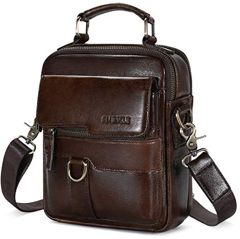 BAIGIO Schultertasche Herren Umhängetasche Leder Herrentasche Vintage Crossbody Messenger Bag für Arbeit Reise Alltagsleben