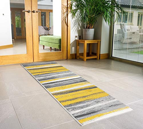 Bravich ModernAbstract Pattern Very Long Hallway Hall Runner Narrow Rugs Custom Length Grey Gold Stair Carpet Mats 60x120CM (2'X4')