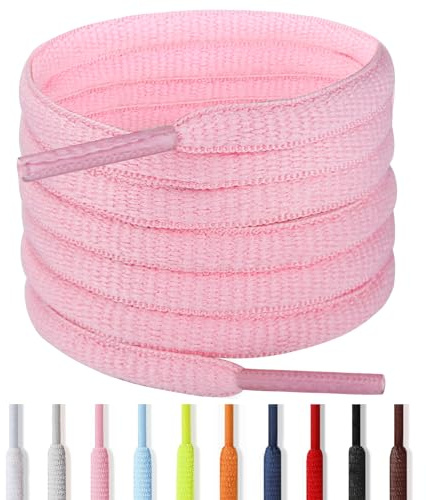 Handshop 1/4 tum ovala atletiska skosnören (2 par) 91–63 cm i 10 färger, halvrunda skosnören, ROSA, 160