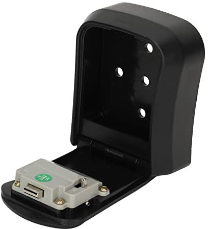 Caja de Seguridad para Llaves Montada en la Pared, Caja de Seguridad de Combinación Impermeable de 4 Dígitos con Capacidad para 5 Llaves, Caja de Seguridad para Almacenamiento (Negro)