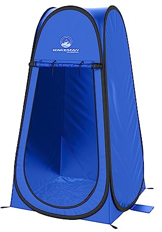 Pop Up Pod - Privacy Shower Tent, Dressing Room, or Portable Toilet Stall with Carry Bag for Camping, Beach, or Tailgate by Wakeman Outdoors (Blue)