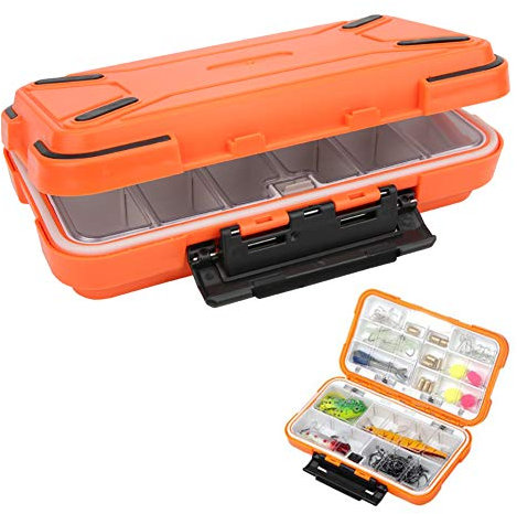 Wasserdichter Organizer für Angelgeräte mit Doppelseitigen Fächern für Köder, Haken und Zubehör. Dickeres Kunststoffgehäuse für Fliegenfischerwesten, (Modell C, L 39 x 39 x 4,5