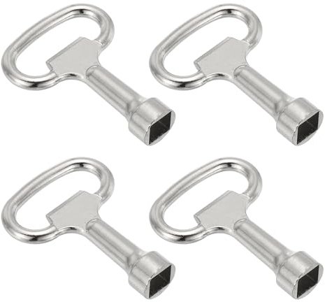 PATIKIL 8mm/0.3 Hole Socket Spanner Key, 4 Pack Zinc Alloy Square Electrical Cabinet Gas Water Meter Switch Safety Key for Cupboard Panel Lock