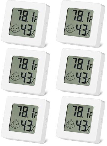 Mini Higrómetro Termómetro Interior, Monitor Temperatura Humedad Medidor Digitales, Medidor Temperatura y Humedad para Casa, Habitación de Bebé, Invernadero, Blanco