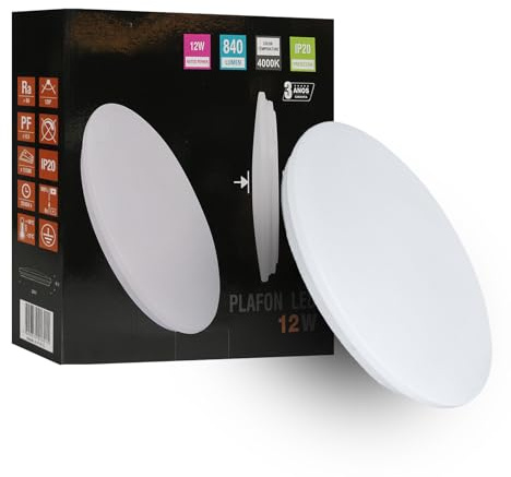 Maxled, Light is Led! LED Taklampa Ø26cm 4000K Dagsljusvit Badrumslampa Rund Platt 12W 840LM Modern Enkel Lampa Tunn för Badrum Balkong Källare Sovrum Hall Kontor Kökslampa