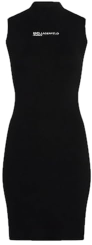 Karl Lagerfeld Jeans Femme Sleeveless Mock Neck Knit Dress Black S