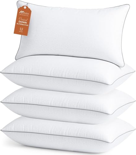 Sasttie King Size-kuddar, set med 4, sängkuddar för sida, rygg och magsovande – Oeko-Tex-certifierad stödjande dun alternativ fyllig fyllning – hotellkvalitet och maskintvättbar, 4-pack