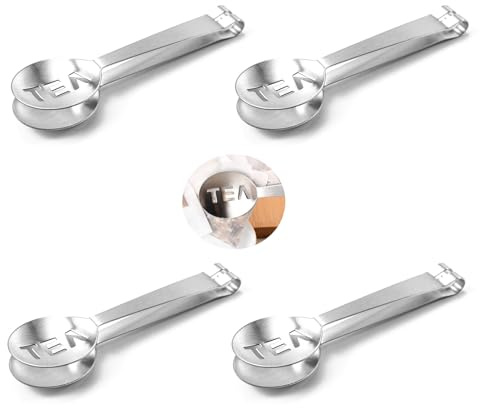 4Pcs Tea Bag Squeezer, Stainless Steel Clip On Strainer, Tea Spoon Tongs For Loose Tea Ice Sugar Cubes, Tea Bag Holder Tea Accessories For Tea Drinkers