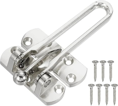 PATIKIL Verrou À Chaîne De Porte Verrou À Barre Pivotante Argent | 1 Pc, Pour Sécurité Domestique Portes D'Entrée Et Portes Intérieures, 7 Pc Vis Pour Maison Chambre Hôtel Appartement