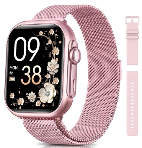 SWGOTA Smartwatch Damen mit 1000mAh Akku, 100 Tage Ultralange Standby, 1.83 Armbanduhr 24H Telefonfunktion/Herzfrequenz/SpO2/Schlaf, 120+Sportmodi, IP68 Fitnessuhr Schrittzähler Android iOS Rosa