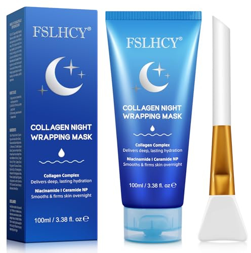 Masque de nuit au collagène - Peel Off - Masque de nuit - Hydratation en profondeur - Réduit les rides et améliore l'élasticité de la peau - Pinceau inclus - 100 ml