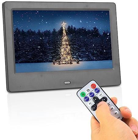 Album Fotografico Elettronico, Cornice Digitale Widescreen Multifunzione, Cornice Fotografica HD 16:9 800 * 480 da 7 Pollici, Album per Bambini di Natale (Spina UE 100‑240