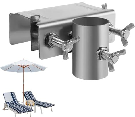 Evember Supporto per Ombrello da Ringhiera, Supporto per Ombrelloni da Terrazza per Ringhiere, Base Regolabile per Asta con Clip e per Piscina Griglia Spiaggia Balcone Prato Campeggio