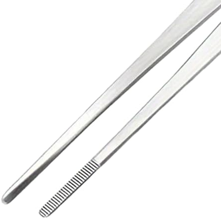 Pinzette da cucina in acciaio, 30,5 cm, antiscivolo, per manipolazione di precisione degli alimenti per barbecue, grigliate, servire, feste e uso quotidiano in cucina