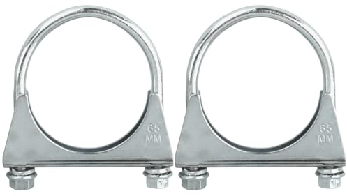 Catekro Abrazadera Tubo Escape en U 2 Pièces, Ø 65mm / 2,55” - Plateado