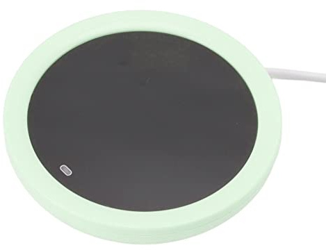 BAFOVY USB-kaffemuggvärmare, ABS Elektrisk Kaffekoppsvärmare med Gravitationsbrytare och Digital Display, 131F Mugg Värmeplatta 10W för Kontorsbord Hemmabruk (Grön)