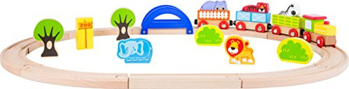Small Foot 10504 Järnväg med lokomotiv och tre waggons, liten bro och fem trädjur från djurparken
