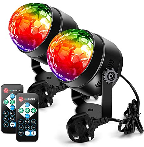 Disco Lights Disco Ball,Litake 2 Pack Party Lights Remote Control DJ Stage Lights 3W 3 Colours 7 Mode Sound Activated Strobe Lighting for Xmas Party Pub Wedding Club Show